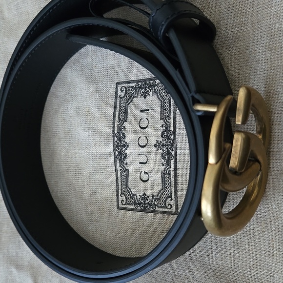GUCCI GG MARMONT SLIM BELT UNISEX  BLACK SMOOTH LEATHER SIZE 80 WIT GUCCI BOX - Picture 7 of 16